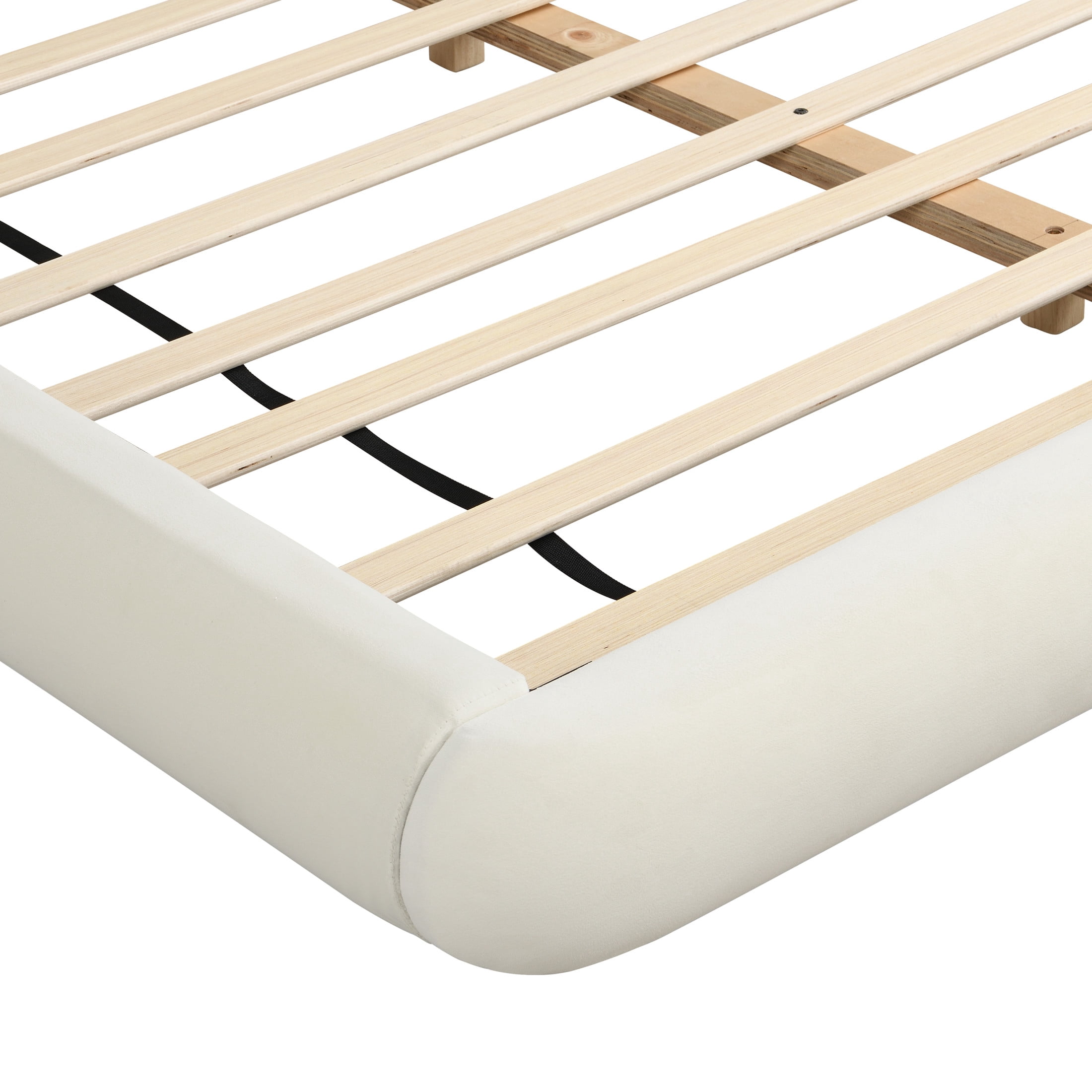Christopher Knight Home Modern Floor-Hugging Upholstered Platform Bed, Queen Size, Cream