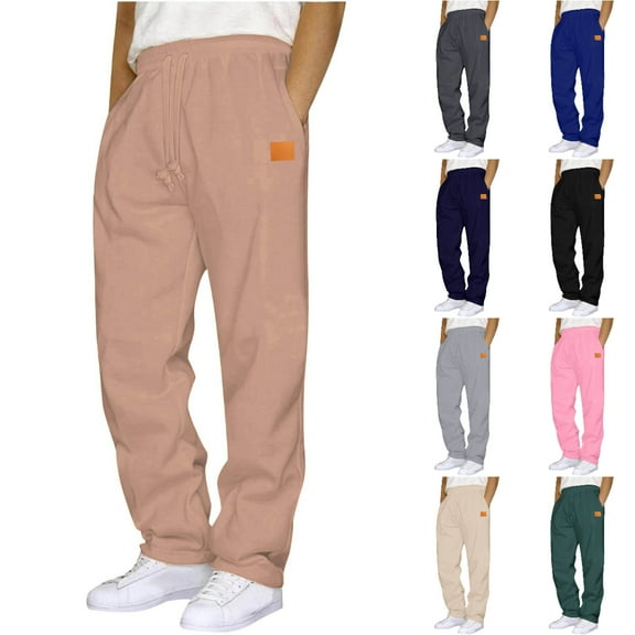 Xzbqbs Sweatpants for Men Casual Fashion Pants Loose Fit Baggy Straight Joggers Tapered Pants Elastic Waist Drawstring Sweatpants
