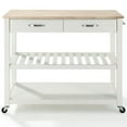 thumbnail image 3 of Crosley 2 Drawer Natural Wood Top Kitchen Cart in White, 3 of 9