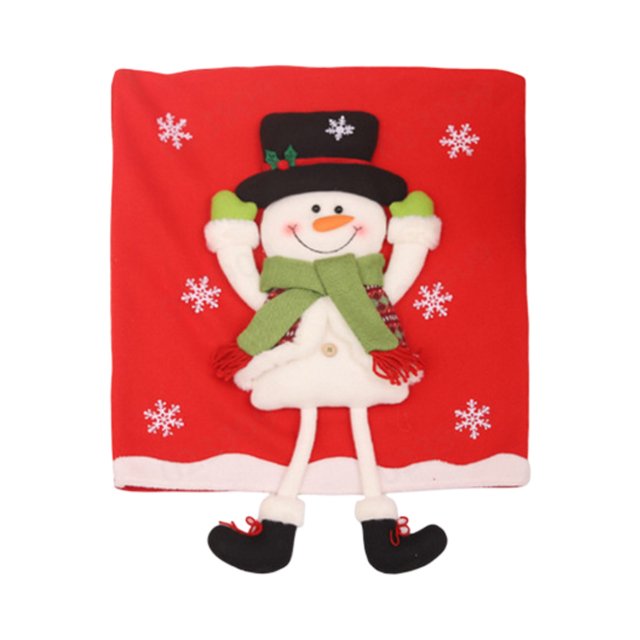 Christmas Chair Back Cover with Festive Santa Snowman Reindeer Designs for Holiday Party Dinner Table Decoration