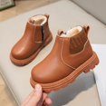 thumbnail image 6 of Otqutp Boys Girls Winter Chelsea Boots Side Zipper Warm Fleece Lined Ankle Boots Kids Non Slip Fashion Boots for Cold Weather, 6 of 8