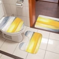 thumbnail image 4 of Yellow Gray Bath Mat 3 Piece Bathroom Rug Set, Modern Abstract Oil Painted Art Non Slip Bath Rug Contour Mat and Toilet Lid Cover, Absorbent Shower Mats Soft Bath Rugs and Mats Sets, 4 of 8