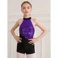 thumbnail image 4 of IEFIEL Kids Girls Glittery Sequins Unitard Sleeveless Rhythmic Gymnastics Ballerina Leotard Dance Performance Stage Wear Purple 6, 4 of 7