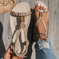 thumbnail image 3 of Mostsola Womens Braided Flat Sandals Comfortable Cute Boho Beaded Slingback Summer Dressy Shoes, 3 of 9