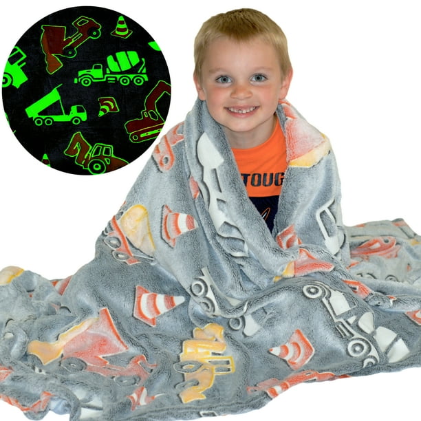 Construction Truck Blanket Glow in the Dark Luminous Tractor Blanket