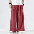 thumbnail image 2 of Vedolay Work Pants for Men Linen Pants Pants Drawstring Loose Trousers Red,L, 2 of 5