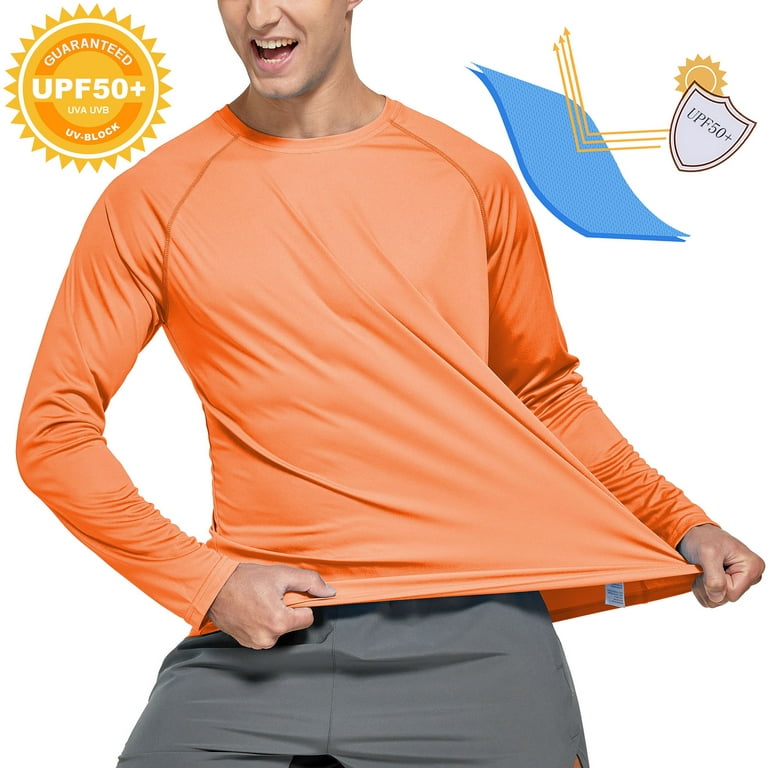 Fedtosing Men's UPF 50+ Long Sleeve Shirts Sun Protection Spf/uv Fishing Hiking T-shirts Orange, Women's, Size: Small
