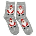 thumbnail image 2 of Ho Ho Ho! Girl's Christmas Crew Socks (3 Pr) Size 6-8 - Black Ornaments, Grey Santa, Candy, 2 of 4