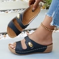 thumbnail image 3 of Dakaela Orthopedic Wedge Sandals Womens 2026 Cutout Summer Casual Slides with Arch Support Slip on Slippers for Beach Vacation Walking Black 6.5, 3 of 7