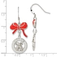 thumbnail image 3 of Sterling Silver Red Enameled Merry Bells & Bows Dangle Earrings, 3 of 3
