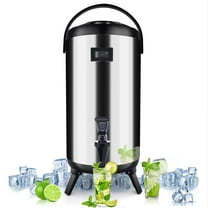 TZIIDI Insulated Beverage Dispenser.Stainless steel,12L/3.2Gal.For hot and cold drinks.Spigot included.Ideal for tea, coffee, milk, water, juice.Keeps beverages at right temp,durable(SILVER)