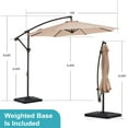 thumbnail image 3 of JUSTLET 10ft Heavy Duty Patio Hanging Offset Cantilever Patio Umbrella W/ 4-Piece Base Included Included, Beige, 3 of 12