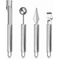 thumbnail image 1 of 4 Pcs Fruit Tool Set 4 In 1 Fruit Carving Knife Stainless Steel Watermelon Baller Multifunctional Fruit Peeler Seed Remover Kitchen Helper, 1 of 5