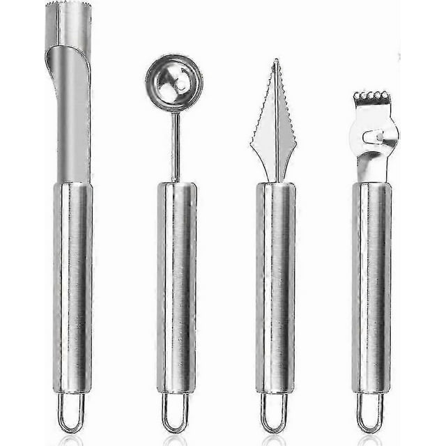 4 Pcs Fruit Tool Set 4 In 1 Fruit Carving Knife Stainless Steel Watermelon Baller Multifunctional Fruit Peeler Seed Remover Kitchen Helper