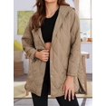 thumbnail image 6 of Women Long Diamond Quilted Hooded Jacket,Fashion Winter Coat Oversized Baggy, Warm Long Sleeve Jackets Khaki XL, 6 of 9