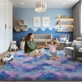 thumbnail image 6 of ZENELESS 9'x12' Tie-Dye Blue Rainbow Plush Shaggy Rug, Extra Large Soft Indoor Modern Fluffy Carpet for Stylish Home Decor, 6 of 7