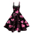 thumbnail image 3 of Valentines Day Dresses Sleeveless A-line with Heart Print Casual Fit Party Dresses Purple Pink M, 3 of 4