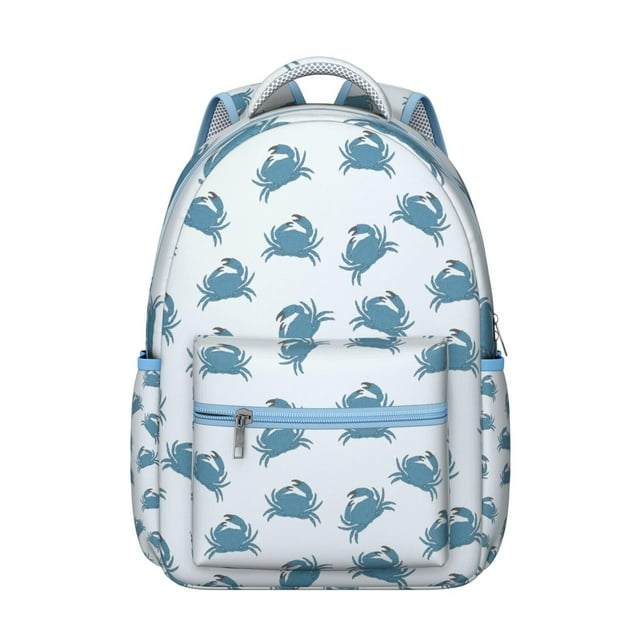 Marine and Beach Crab Student Backpack Durable Waterproof School Bag with Watercolor Crab and Tropical Sea Life Pattern, Adjustable Straps, Breathable Padding for School and Travel