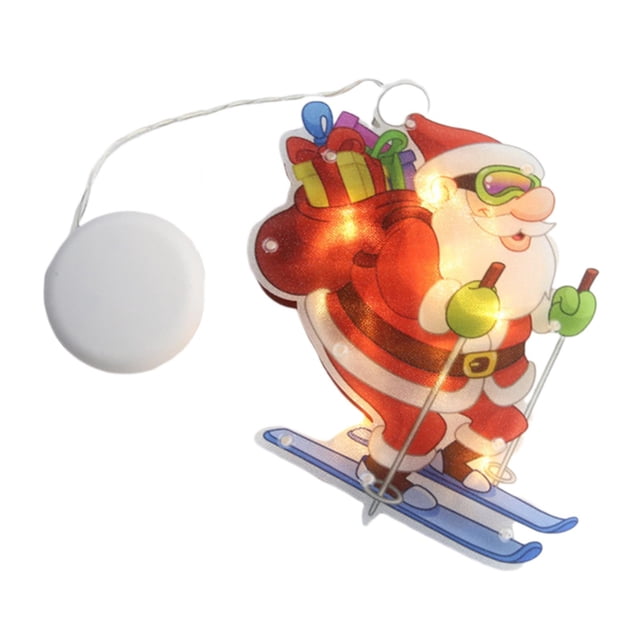 Silueta de ventana Navidad Santa LED Luz Navidad Ventana Decoración Silueta Decoración Skiing Esquí Magideal Silueta de ventana