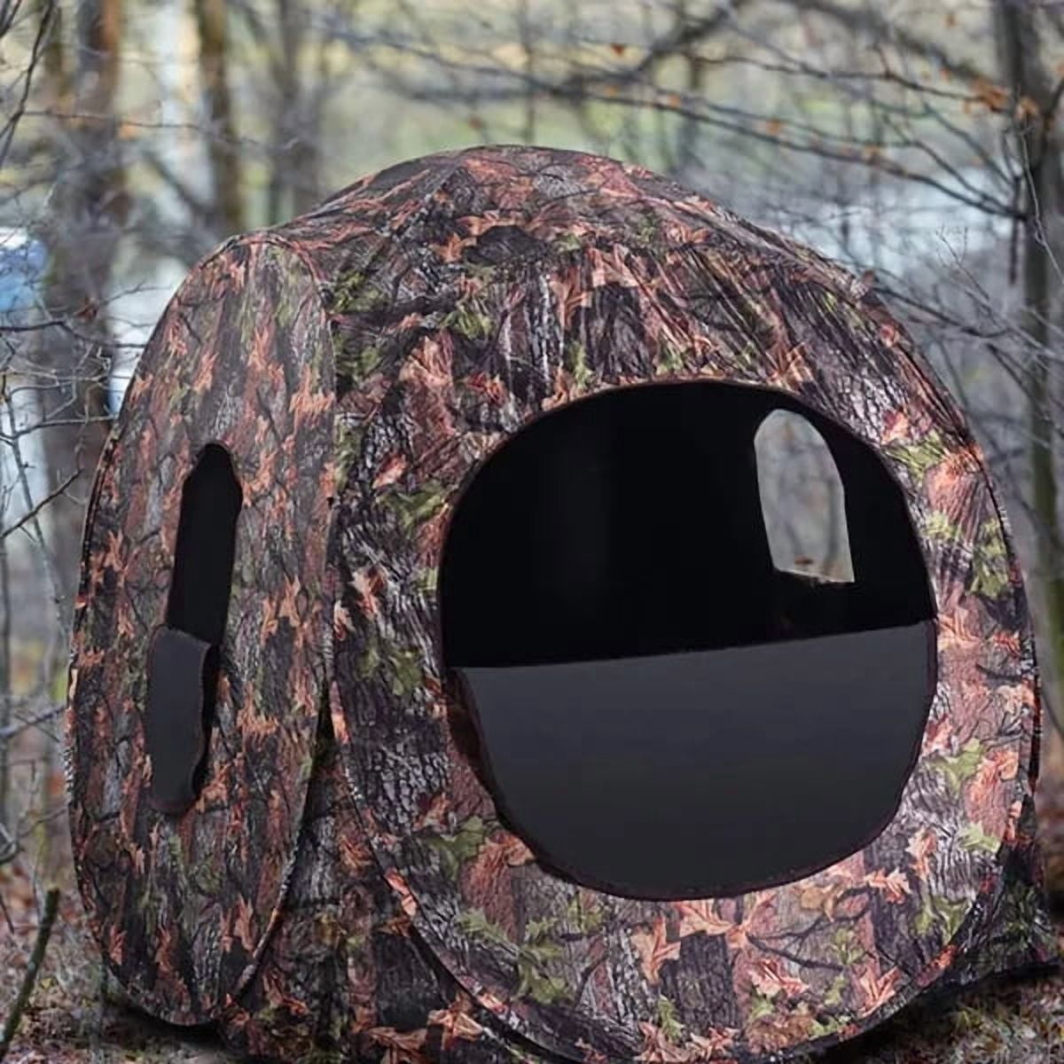 Portable Pop-Up Camo Hunting Blind Enclosure, 2-3 Person 360° View Waterproof Ground Hunting Tent