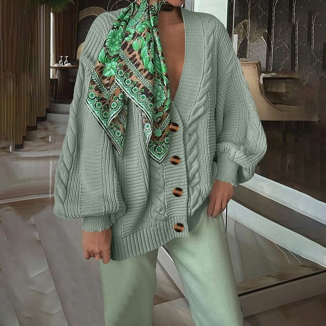 Fall Cardigans for Women Fashion Women Winter Solid Color Button Casual Long Sleeve Long Sweater Coat Cardigan Blouse Tops Plus Size Cardigan on Clearance