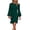 Dark Green, variant on Women's Ruched Balloon Sleeve Mini Dress with ninety five percent polyester and five percent elastane fabric blend