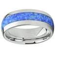 thumbnail image 3 of Metal Masters Mens Tungsten Carbide Wedding Band Dome Ring Blue Green Simulated Opal Inlay 8mm 11, 3 of 7