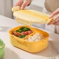 thumbnail image 4 of Three-compartment Lunch Box, Small Fresh Bento Box with Tableware Portable Travel, Divided Container for Office, Leakproof Meal Prep Container, Reusable Food Storage, 4 of 7