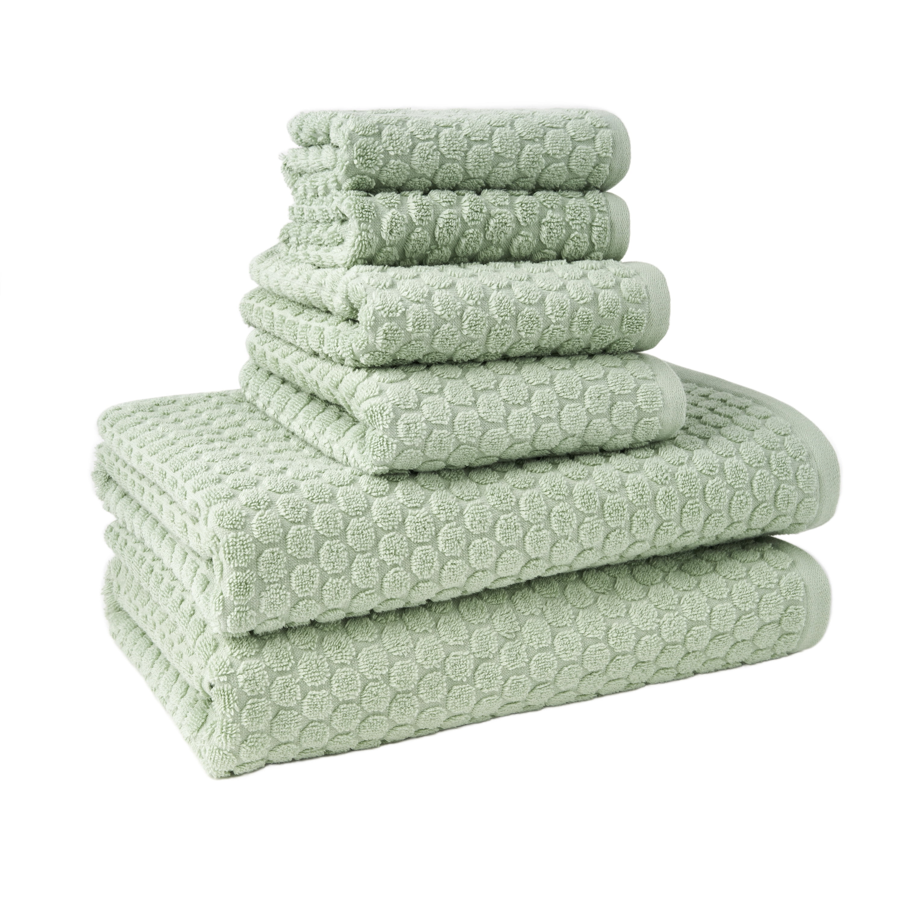 Beautiful by Drew Barrymore Complete Bathroom Set – Soft Cotton Towels, Oval Bath Rug, Green