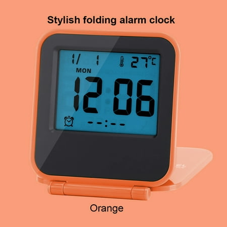 Portable Alarm Clock, Foldable Alarm Clock,Portable Foldable Tabletop Travel Digital Alarm Clock with Temperature Calendar Date