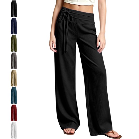 UJNDER Girls Stylish High Waisted Casual with Elastic Waist and Drawstring for Comfort Girls Pants,Black,10-11 Years