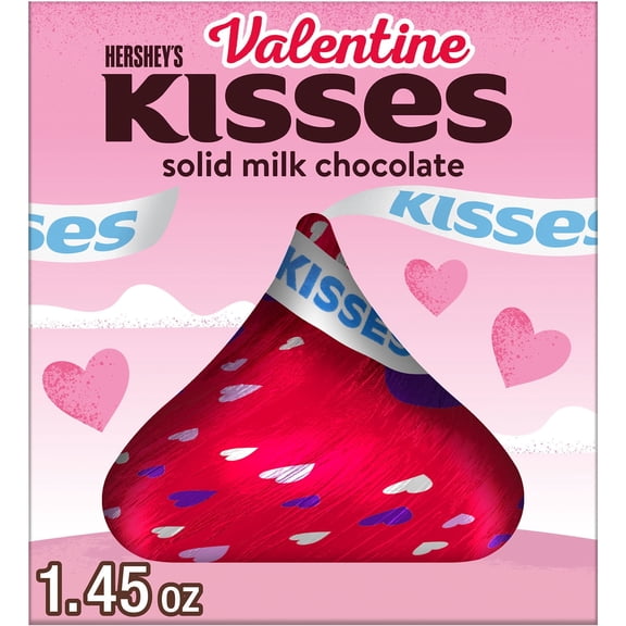HERSHEY'S KISSES Solid Milk Chocolate, Valentine's Candy Gift Box, 1.45 oz