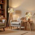 thumbnail image 4 of 2pcs Set Drum Lampshades (13"x 13"x 10"), Floral Line Art Soft Beige Sepia Watercolor Fabric Large Replacement Shades for Table, Floor, and Pendant Lamps, Simple Assembly Needed., 4 of 8