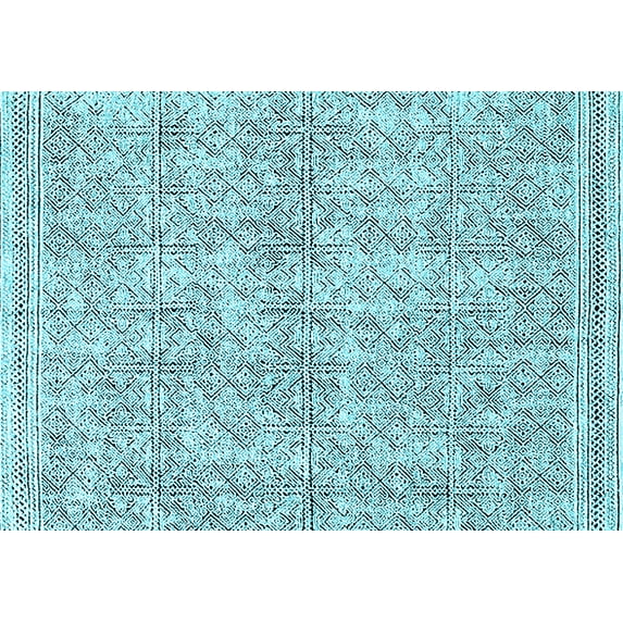 Ahgly Company Indoor Rectangle Oriental Light Blue Industrial Area Rugs, 8' x 12'