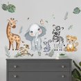 thumbnail image 1 of Calcomanías de pared de animales de la selva, elefantes, jirafas, safari, guarderías, habitación infantil, decoración de pared para sala de estar, 1 of 5