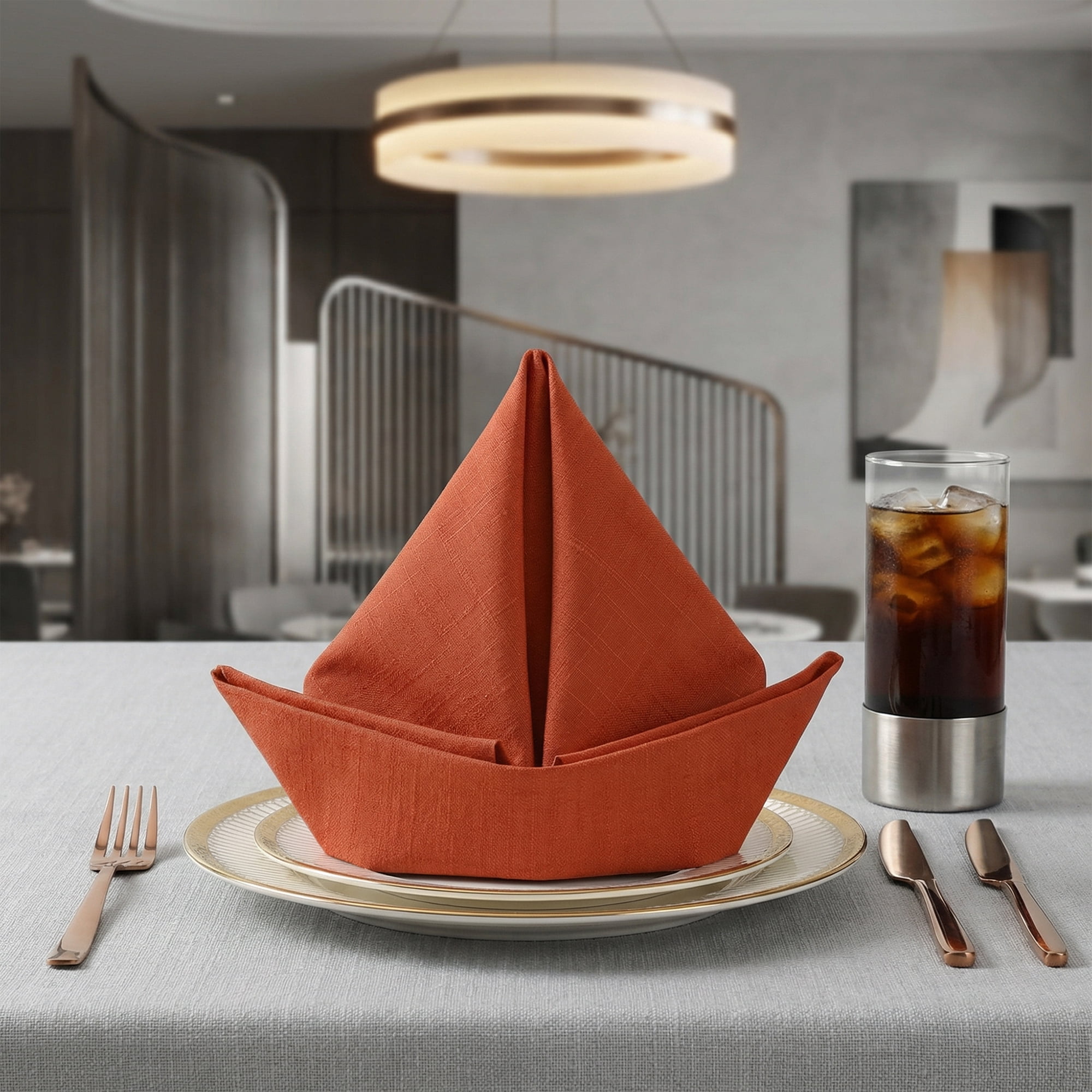 Unique Bargains 12Pcs Solid Washable Reusable Cloth Napkins Orange 13x13inch
