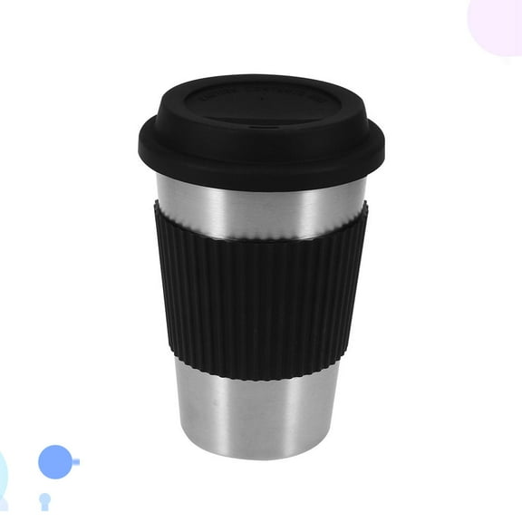 GOOHOCHY Stainless Steel Coffee Cup with Lid for Outdoor Use Portable Black 12 oz