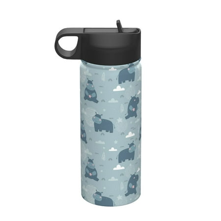 

Qekee Cute Hippopotamus Print 18OZ Sports Insulated Kettle Coffee Mug Travel Tea Mug Thermos Cup 18 Stainless Steel Water Bottle For Running Hiking Cycling
