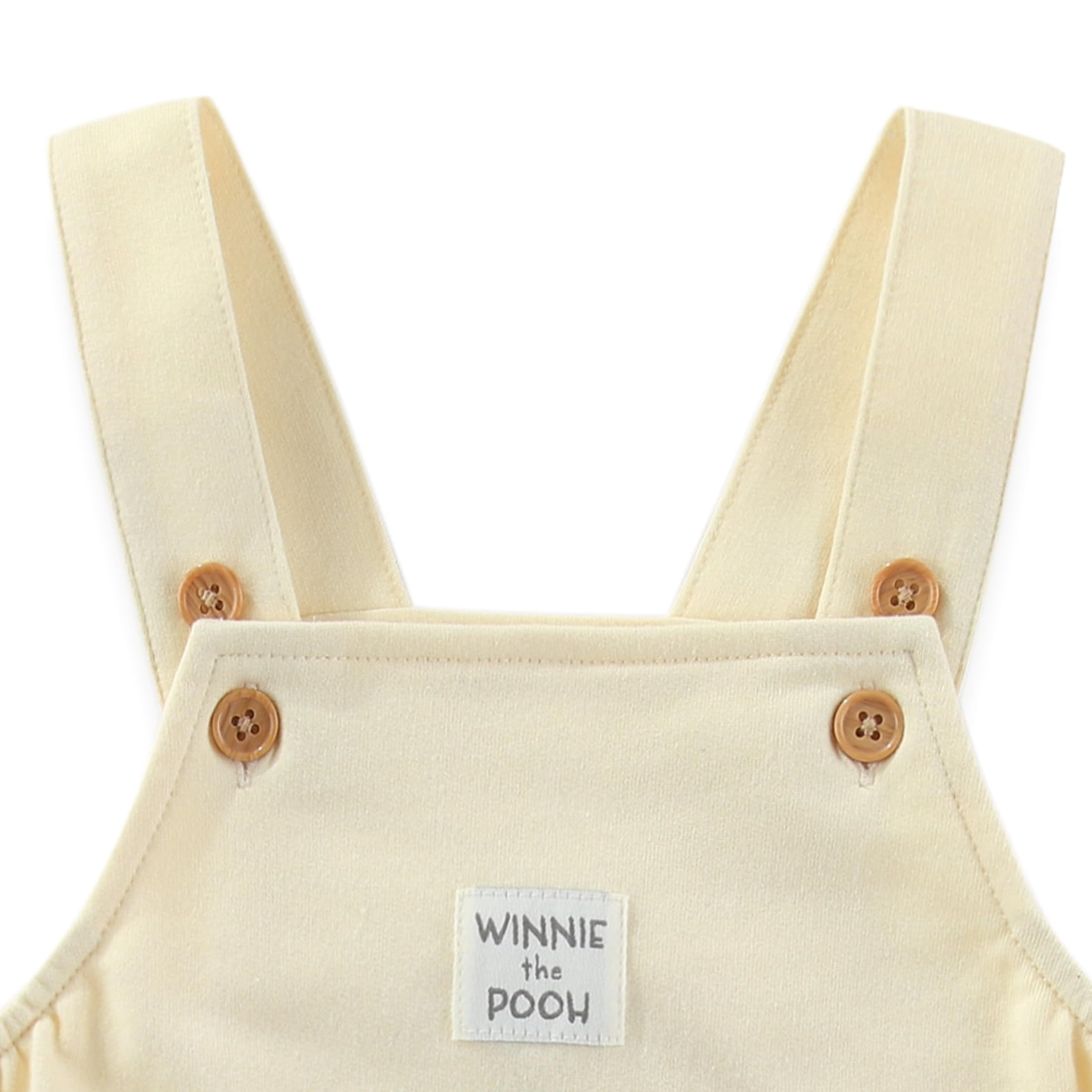 Disney Winnie the Pooh French Terry Shortall Overalls with Shirt (Baby Boys), 2 Piece Set, Sizes 12M-24M