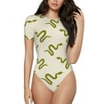 thumbnail image 2 of Goofa Green Snake Printed Women Rash Guard Short Sleeve,Tummy control Swimsuit Surfing Swimsuit Bathing Suit One Piece Swimsuit UPF 50-Small, 2 of 9