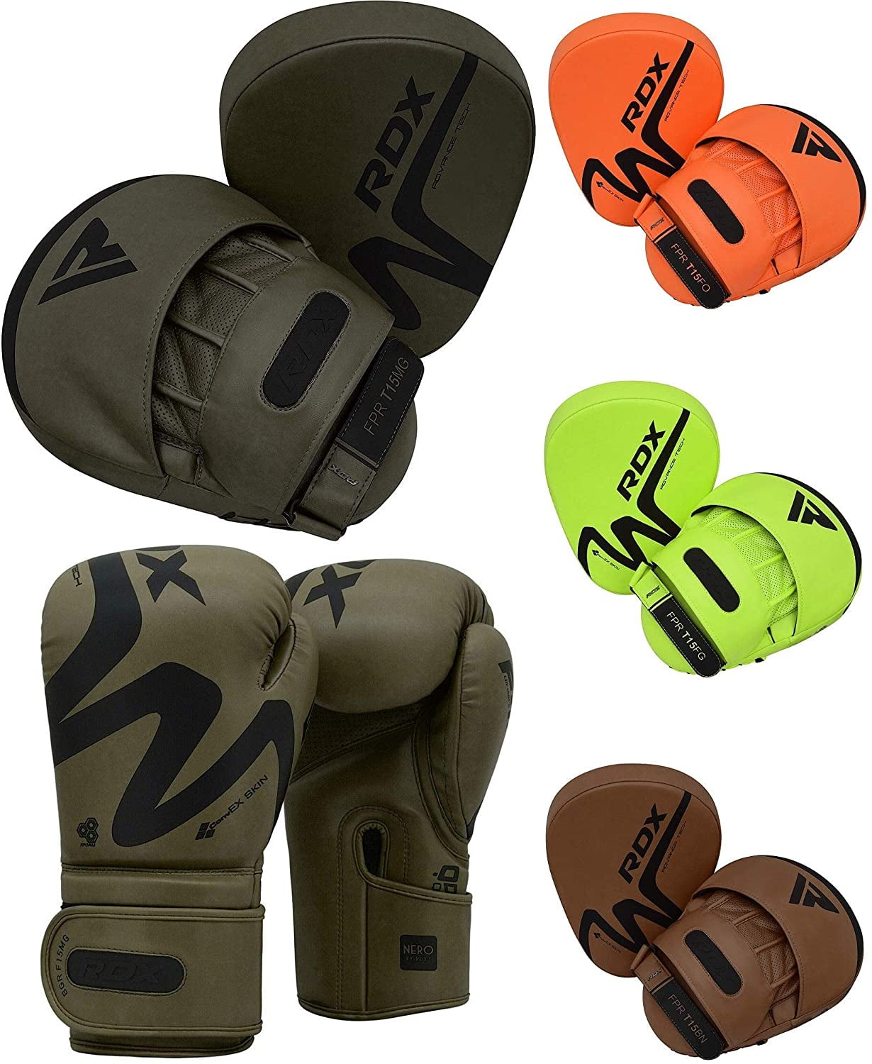 Foot Pads and Boxing Gloves Set Karate & Jabs Mitts Punch Bag Gym Training MMA 
