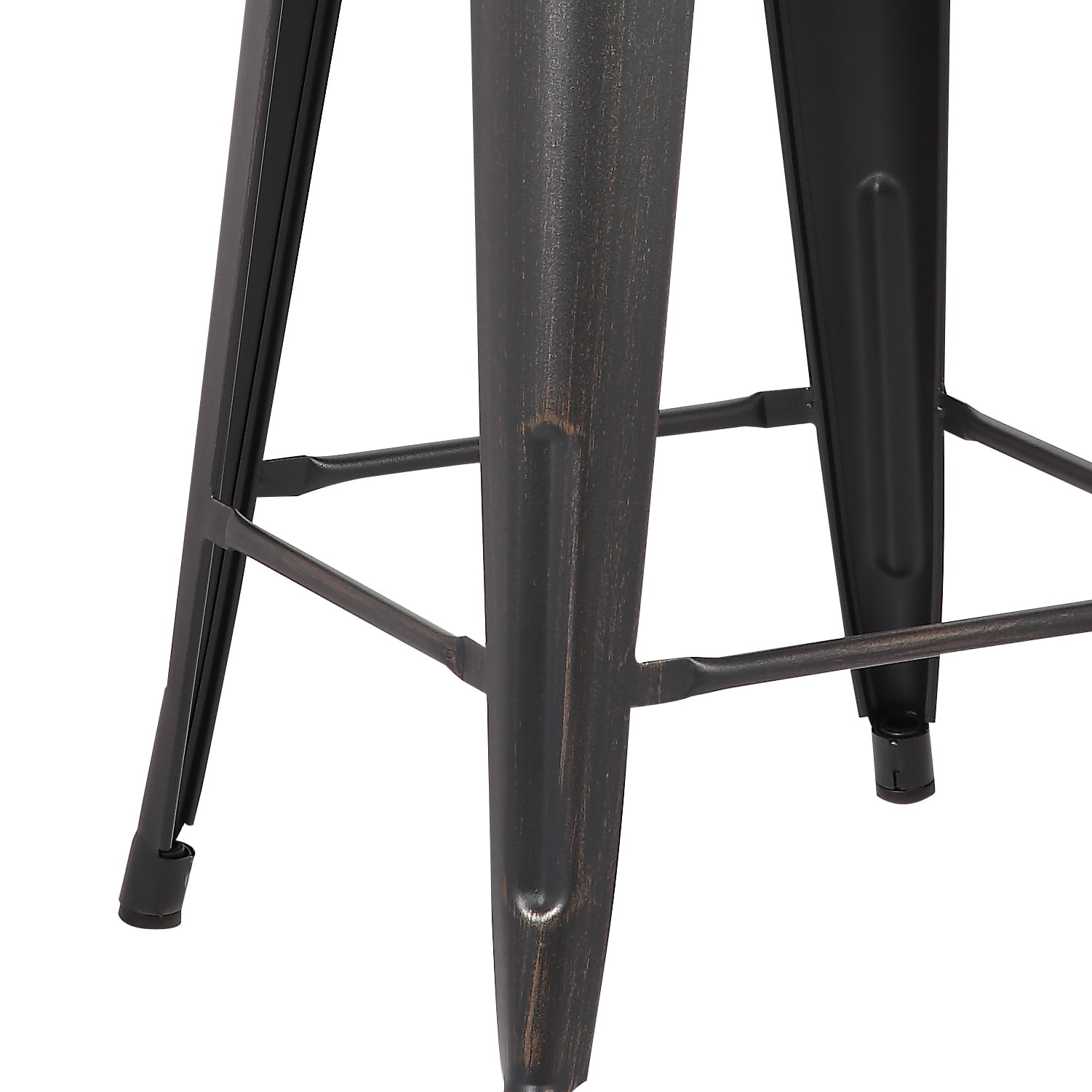 Backless Distressed Metal Barstool, Black, 30 -inch, Set of 2