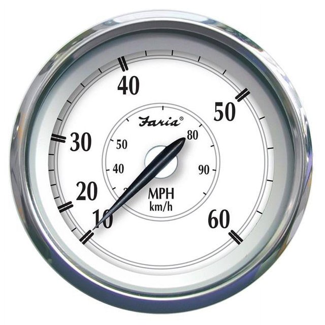 Faria Beede Instruments 45010 4 in. 0 to 60 MPH Newport Stainless Steel Speedometer