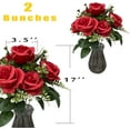 thumbnail image 4 of Ukeler Rose Flowers Red Artificial Silk Rose Flowers Bouquet for Home Decoration Party Festival Wedding Decor, 2 Bunches, 4 of 6