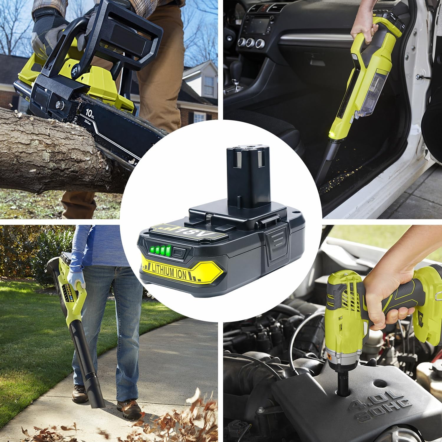 2packs 18V 3.5Ah Battery Replacement for Ryobi 18V Battery P103 P104 Compatible with Ryobi 18V Cordless Power Tools PCL525B PCL515B