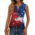 thumbnail image 4 of Patriotic Shirts for Women Patriotic Star Print Sleeveless Botton Down Scoop Neck Tank Top Celebration Stretchy Summer Daily Wear Blouses,L,#01 Sky Blue, 4 of 5