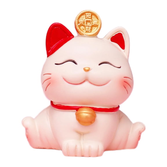 Mini Ornaments, decor, Chinese Fengshui Fortune Wealth Sculpture Restaurants Win Wealth Neko Welcome Cat , Sitting Two Hands