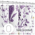 thumbnail image 6 of Purple Floral Shower Curtain, Cute Botanical Shower Curtain for Bathroom, Plant Herbs Flower Butterfly Aesthetic Fabric Shower Curtain Set with Hooks 72x72, 6 of 6