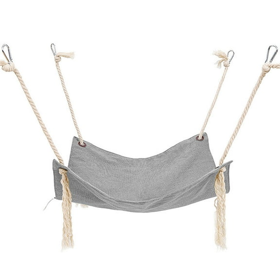 Breathable Linen Cat Hammock for Cage Minimalist Design Solid Colors Machine Washable Pet Hanging Bed Summer Cooling Cat Nest with Cotton Ropes Available in 4 Colors