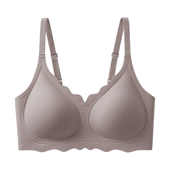 Zpanxa Padded Bras for Women Scalloped Edge Soft, Breathable Plus Size Everyday Wear Coffee 38BC